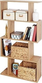 RICOO Estanteria Salon 129 x 70 x 25 cm WM071-EG Estante librería de Suelo Roble marrón