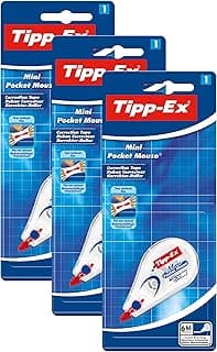 Tipp-Ex Mini Pocket Mouse - Cinta correctora (6 m x 5 mm, ideal para la oficina en casa, la escuela o la oficina, 3 unidades)