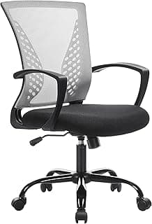 SONGMICS Silla de Malla, Silla de Oficina giratoria, Altura Ajustable, Función de inclinación, Respaldo y Asiento de Malla Transpirable, para Estudio, Oficina, Carga de 120 kg, Gris OBN022G01