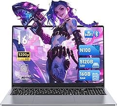 FUNYET portátil de 16 pulgadas, win11 ordenador portátil, procesador N100, 16GB RAM 512GB SSD, 1920 x 1200 FHD laptop, teclado con retroiluminación notebook, 180 ° ángulo de apertura, 46.2 WHr batería