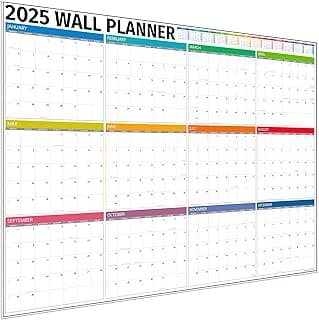 Agenda anual completa 2025 – Calendario de pared de borrado en seco 2025-12 meses para oficina, universidad, profesor, año escolar 2025 – Edición de cajas