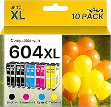 Sqwekd 604XL Cartucho de Tinta Compatible con Epson 604 para Epson XP 2200 para XP 3200 para Expression Home XP-4200 XP-2205 XP-4205 Workforce WF-2930 (4 Negro, 2 Cian, 2 Magenta, 2 Amarillo)