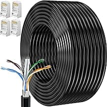 Cable Ethernet 20 Metros, Cat 6 Cable de Red Exterior FTP Blindado Cable a Granel Rj45 Network Cable Negro Cable Internet Alta Velocidad Cable Lan 250MHz Cabo de Rede para Enrutador Módem