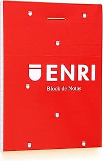 Enri, Bloc de Notas Pequeño Grapado, Tapa Blanda, Cuadrícula 4x4, Formato A7 (10,5 x 7,8 cm), 80 Hojas Microperforadas, Pack 10 Libretas, Color Rojo