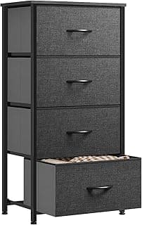 YITAHOME Cajonera de Tela, Cómoda de Tela, Unidad de Almacenamiento de Tela, con 4 cajones Extraíbles, Cómoda de para Sala de Estar, Dormitorio, habitación Infantil, Negro y Gris