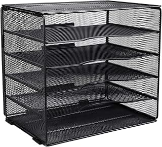 EasyPAG 5 Niveles Metal Malla A4 Bandeja Archivador Organizador Oficina Soporte Documentos Clasificador Papeles Almacenamiento Escritorio Estante Folios,Negro