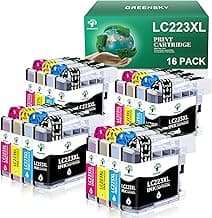 GREENSKY Tinta LC223 Compatible de Reemplazo por Multipack Tinta Brother LC223 por Tinta Brother MFC-J480DW DCP-J562DW DCP-J4120DW MFC-J4420DW MFC-J5320DW MFC-J4620DW MFC-J880W Cartucho (16 Paquetes)