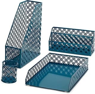Exerz Organizador de Escritorio de 4 Piezas/Juego de Oficina para archivadores Incluye: Bandeja para Cartas A4 x 1, revistero A4 x 1, clasificador de Cartas x 1, portalápices x 1