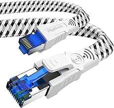 Digoloan Cable de Red Ethernet Cat 8 RJ45 3M 5M 10M 15M 20M Cable de Internet Plano Trenzado de Nylon 40Gbps 2000MHz de Alta Velocidad Blindado Gigabit LAN Patch Cord 3Metros