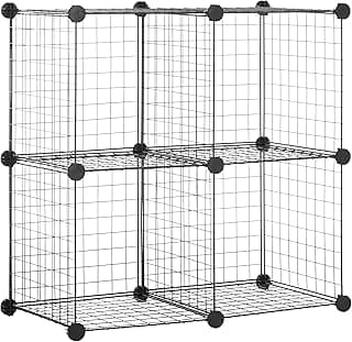 Amazon Basics Estantes de Almacenamiento Alambre, 4 Cubos, Negro, 36.98 cm x 76.96 cm x 76.96 cm