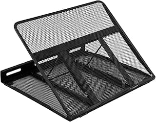 Amazon Basics Soporte de portátil ergonómico, ajustable y con ventilación, apto para portátiles de hasta 17,3 pulgadas, Negro, 33 x 28,7 x 18,5 cm