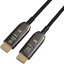 Amazon Basics Cable HDMI trenzado, fibra óptica, alta velocidad, 10 m, Negro