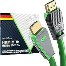 KabelDirekt – Cable HDMI 2.1 8K, edición Gamer certificada – 2m (8K@60Hz, Ultra High Speed/48G para 10K, 8K o ultra rápido 144Hz a 4K, óptimo para PS5/XBO y PC Gaming, Monitor/TV, verde)