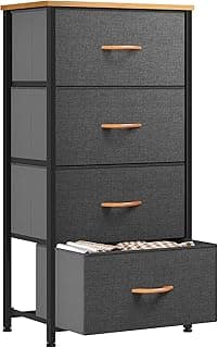 YITAHOME Cajonera de Tela, Cómoda de Tela, Unidad de Almacenamiento de Tela, con 4 cajones Extraíbles, Cómoda de para Sala de Estar, Dormitorio, habitación Infantil, Gris Oscuro