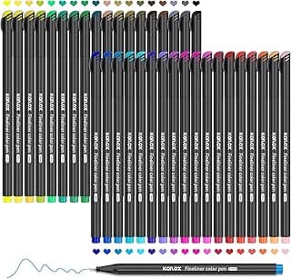Koilox Juego de rotuladores fineliner de 36 colores, punta de 0,4 mm, punta fina para dibujar y escribir bocetos, diarios, notas, cómics, libro para colorear cómics, libro para colorear