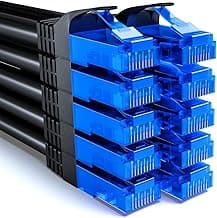 deleyCON 10x 1m CAT6 Juego de Cables de Red - U-UTP RJ45 CAT-6 LAN Cable Patch Cable Ethernet DSL Switch Router Módem Repetidor Patch Panel - Negro