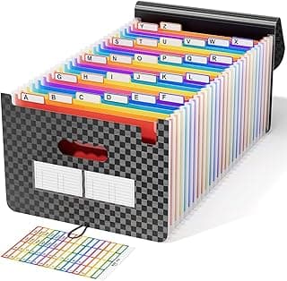 ABC Life - Clasificador de fuelles archivador de almacenamiento de 26 compartimentos con tapa A4, camisa de papel administrativo, documentos, organizador de archivos acordeón extensible con cierre