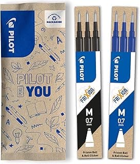 PILOT Caja de 2 set de 3 Recambios FriXion - Recambios para Bolígrafos borrables - Compatible con FriXion Ball y FriXion Ball Clicker - Azul, Negro - Punta Media (6 recambios)