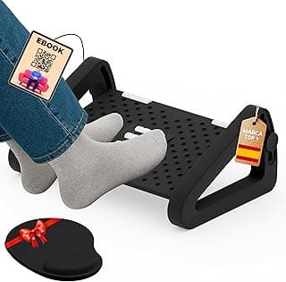 ALEHC® Versión Mejorada 2.0 [Pack 2 pcs + Ebook Exclusivo] Reposapiés de Oficina Antideslizante y Ajustable en 6 Alturas + Alfombrilla Premium - Dile Adiós a la Fatiga y Trabaja con Máxima Comodidad