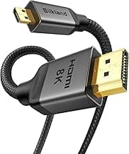 Silkland Cable Micro HDMI a HDMI 2M, [8K@60Hz, 4K@120Hz] de Nailon Trenzado, Admite 48Gbps, HDR y eARC Compatible con Raspberry Pi 5, 4, Cámaras, Hero, Portátiles y Televisores