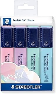 Staedtler 364 CWP4PA. Rotuladores fluorescentes Textsurfer. Estuche con 4 marcadores de colores pastel.