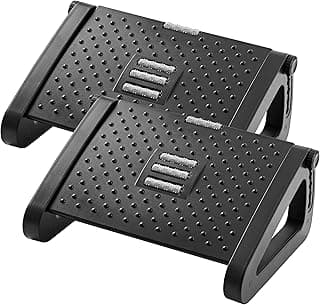 HEETA Reposapiés, altura ajustable debajo del escritorio, taburete ergonómico con función de masajeador para offie y hogar, fácil de montar, alivio de presión, paquete de 2
