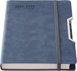Agenda académica 2025-2026, agenda 2025-2026, día por página, tapa dura organizada de julio de 2025 a junio de 2026, agenda mensual diaria A5 con pestañas mensuales, bolsillo interior, bolígrafo, lazo