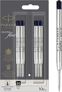 Parker Recambios de tinta para bolígrafos | punta mediana | tinta negra | paquete de 10