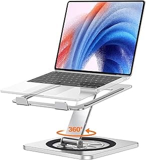 EOIWUY Soporte Portatil Mesa, [360° Giratoria Base] Elevador Portatil de Aleación Aluminio, Ergonómica & Plegable Laptop Stand para Trabajo en Equipo Compatible con MacBook Pro/Air, HP (10-16")
