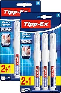 TIP p-Ex - Lápiz corrector Shake y Squeeze, 8 ml, ideal para la oficina, la oficina en casa o la escuela – 2 x 3 unidades