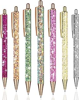 OSDUE Bolígrafo Metálico con Purpurina de 7 Colores, Bolígrafo de Metal Pesado Brillante, Suministros de Oficina para La Escuela de Hombres y Mujeres, 1,0 mm, Tinta Negra, Tinta de Aceite de bolígrafo