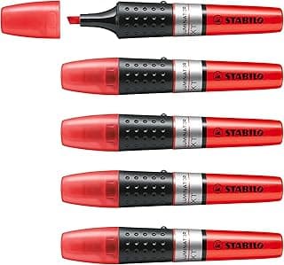 Marcador fluorescente de tinta líquida y capacidad XXL STABILO LUMINATOR - Caja con 5 unidades color rojo