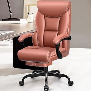 FelixKing Silla Ejecutiva, Cómoda Silla de Oficina Ergonómica, Silla Giratoria de Cuero PU, Silla de Ordenador con Respaldo Alto Ajustable y Reposapiés para Oficina en Casa y Juegos (Marrón Mate)