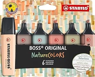 STABILO Marcador BOSS ORIGINAL NatureCOLORS - Estuche con 6 colores (verde barro, verde tierra, ocre oscuro, siena, beige, gris cálido)
