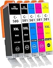 Supply Guy 580XXL 581XXL Cartuchos de Tinta Compatible con Canon PGI-580 CLI-581 para Pixma TS705 TS705a TS6350 TS6350a TS6351a TS6300 TR8550 TS9550 TS6150 TS6250 TR8500 Multipack 5X 580 581 XXL
