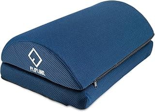 FLIPLINE Reposapiés para Escritorio Azul - Altura Ajustable, Funda de Malla Extraíble y Lavable, Antideslizante - Accesorio de Oficina