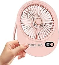 Morelax Ventilador de Mesa Portatil Recargable, Pequeño Ventilador Personal con Viento Fuerte a Batería, Mini Ventilador USB de Mano Para Interiores, Exteriores y Oficinas(Rosa)