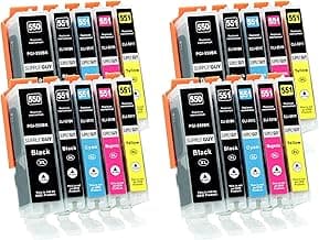 Supply Guy 20 Cartuchos de Tinta con viruta Compatible con Canon PGI-550 CLI-551 para Pixma IP7250 IX6850 MG5450 MG5550 MG5650 MG5655 MG6450 MG6650 MX725 MX925