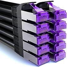 deleyCON 10x 0,25m CAT7 Cable de Red - 10 Gigabit - Corto 25cm Cable de Conexión RJ45 Cable Ethernet (Cobre, Blindaje SFTP PiMF) - LAN DSL Switch Módem Router Patch Panel CAT7 CAT6 CAT5 - Negro