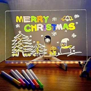 Pizarra transparente Led luminosa de Notas con 7 colores, Tablero acrílico mensaje con Soporte Ajustable, arte creativo escritorio iluminado, pizarra luz led para oficina, cafetería, escuela, casa