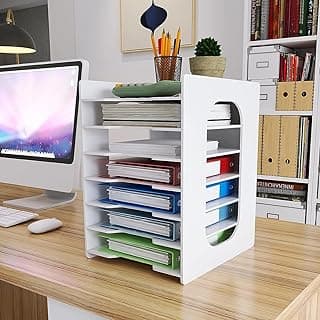 PUNCIA Archivador de Documentos A4 Soporte de papel 7 Bandejas PVC Escritorio Organizador de Archivos Bandeja de Papel Almacenamiento para Oficina Sala de Trabajo Escuela Oficina