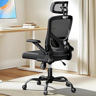 Marsail Silla de Oficina ergonómica con Soporte Lumbar Ajustable, reposacabezas y reposabrazos, Altura Regulable y función basculante