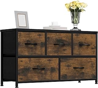 YITAHOME Cajonera de Tela, Cómoda de Tela, Unidad de Almacenamiento de Tela, con 5 cajones Extraíbles, Cómoda de para Sala de Estar, Dormitorio, habitación Infantil, marrón rústico