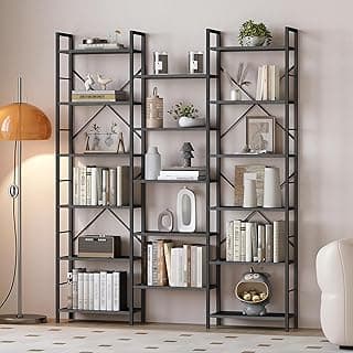 Hzuaneri Librería de 6 Niveles, Librería Independiente con 17 Estantes, Espacio Ajustable, 24 × 152 × 186 cm, Estructura de Metal, para Salón, Dormitorio, Oficina, Negro BC10104B