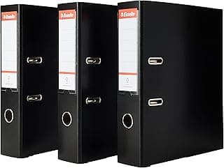 Esselte 624294 - Archivador con anillas (Capacidad 550 hojas, 3 unidades), NEGRO 75 mm]