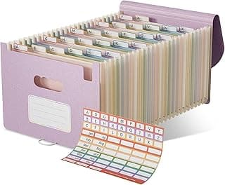 EcoStash Carpeta Clasificadora Acordeón, 26 Bolsillos Archivador A4 de Paja de Trigo, Clasificador Documentos Expandibles, Libre de BPA, Regreso a la Naturaleza, Vida Saludable - Púrpura Lavanda