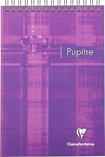 Clairefontaine 8666C - Un bloc Pupitre à spirale en-tête 160 pages détachables 14,5x21 cm 90g lignées, couverture carte pelliculée couleur aléatoire