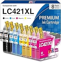 Starink LC421XL LC421XL Cartuchos de Tinta Multipack Compatible para Brother LC421XL LC421 para Brother DCP-J1050DW Cartuchos MFC-J1010DW DCP-J1140DW Cartuchos (8-Pack)