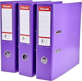 Esselte Clasificador - Archivador de anillas con palanca (75 mm, paquete de 3), color morado
