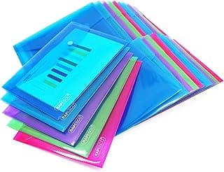 Rapesco 1499 ECO Carpeta Sobre Portafolios con Broche, A5, Colores Surtidos Transparentes, Paquete de 50